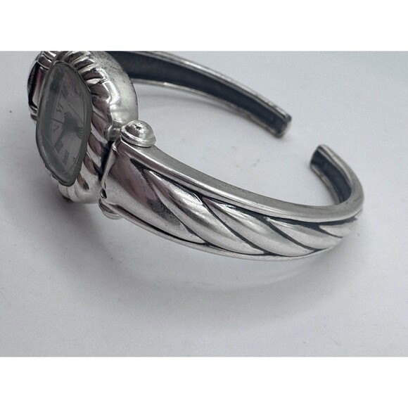 Vintage Pedre Watch Women Silver Tone Square Open Hinge Band Needs Battery - Picture 3 of 10